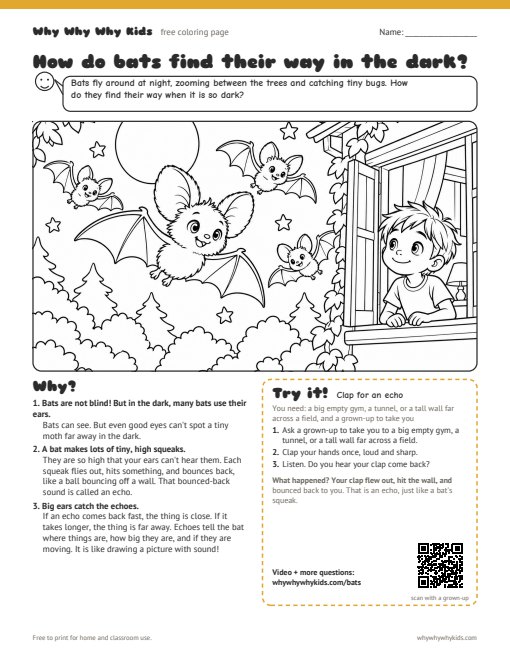 Preview of the coloring page: How do bats find their way in the dark?