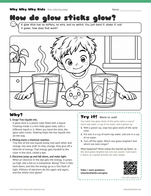 Preview of the coloring page: How do glow sticks glow?
