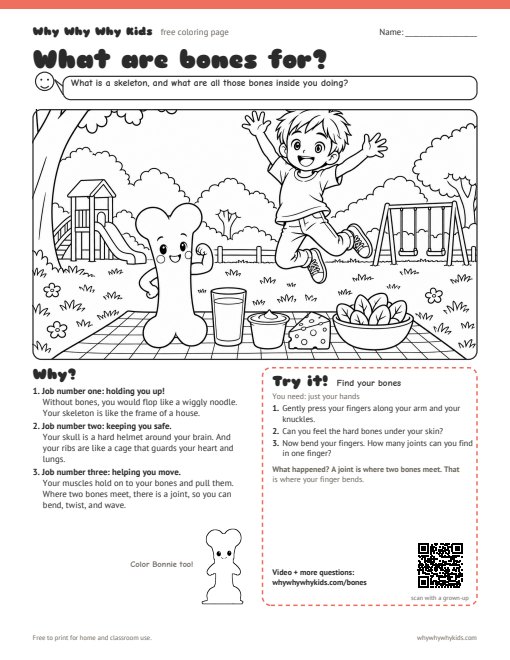 Preview of the coloring page: What are bones for?