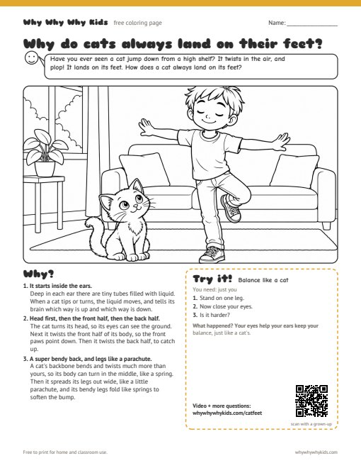 Preview of the coloring page: Why do cats always land on their feet?
