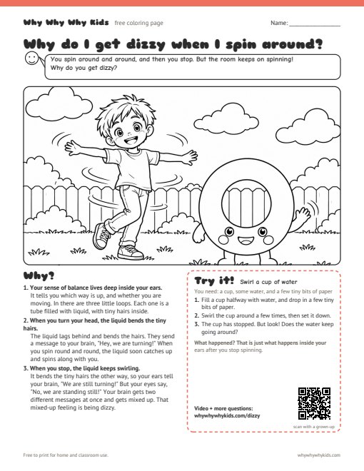 Preview of the coloring page: Why do I get dizzy when I spin around?