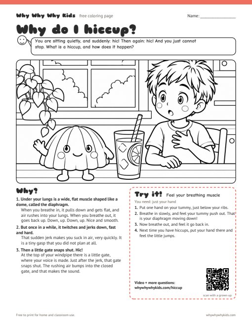 Preview of the coloring page: Why do I hiccup?