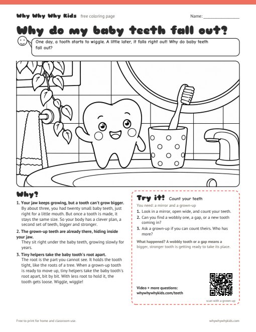 Preview of the coloring page: Why do my baby teeth fall out?