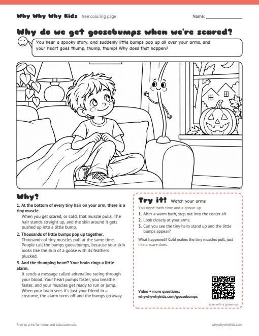 Preview of the coloring page: Why do we get goosebumps when we're scared?