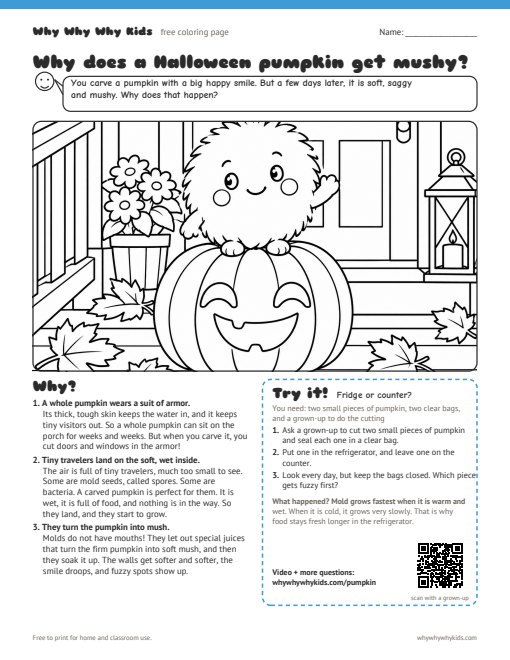 Preview of the coloring page: Why does a Halloween pumpkin get mushy?